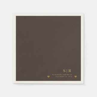 Gold auf tiefbrauner minimalistischer Papiertücher Serviette
