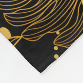 Gold auf tropischen schwarzen Blume und Blätter Fleecedecke (Ecke)