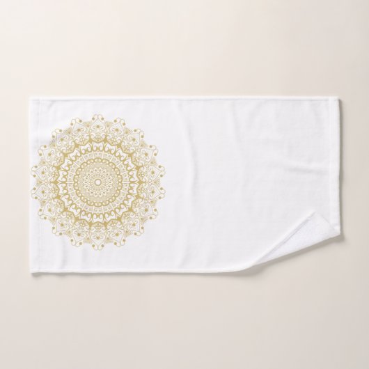 Gold auf weißem, verziertem Mandelmuster Badhandtuch Set (Handtuch)