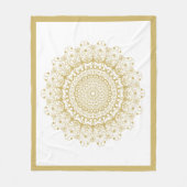 Gold auf weißem, verziertem Mandelmuster Fleecedecke (Vorderseite)