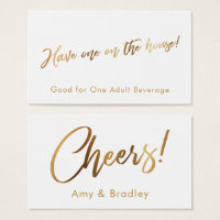 Gold auf White Handwriting Script Drinckets