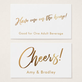 Gold auf White Handwriting Script Drinckets