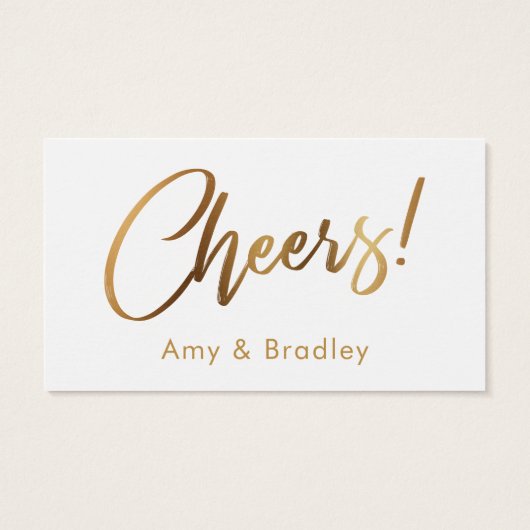 Gold auf White Handwriting Script Drinckets (Rückseite)