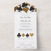 Gold auf White Imitats Glitzer Las Vegas Wedding All In One Einladung (Innen Boden)