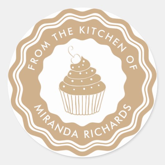 Gold aus der Küche der hausgemachten modernen Bäck Runder Aufkleber (Vorderseite)