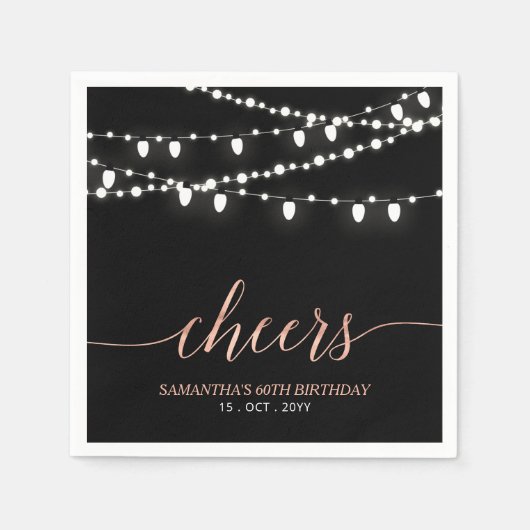 Gold aus Schwarz und Rose | Elegante Erwachsene Ge Serviette (Vorderseite)