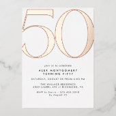 Gold aus Weiß und Rose | Moderner Minimal 50. Gebu Folieneinladung (Vorderseite)