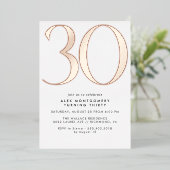 Gold aus Weiß und Rose | Simple Airy 30. Geburtsta Folieneinladung (Stehend vorne)