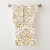 Gold aus weißem Blumendamast Badhandtuch Set (Insitu)