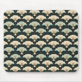 Gold ausgeprägter, japanisch inspirierter Lüfter Mousepad