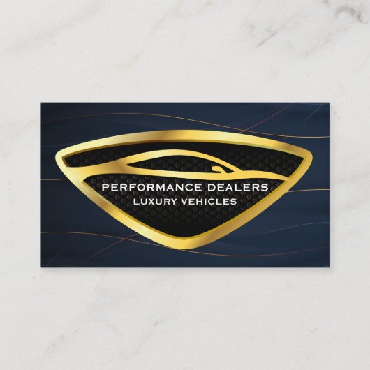 Gold Auto Car Logo | Gold Dark Blue Background Visitenkarte (Vorderseite)