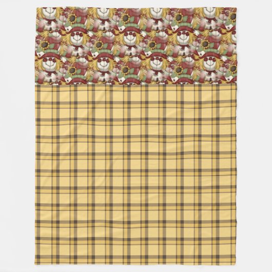 GOLD-AUTUMN-KARIERTES MUSTER MIT SCHARFENSCHALTFLÄ FLEECEDECKE (Vorderseite)