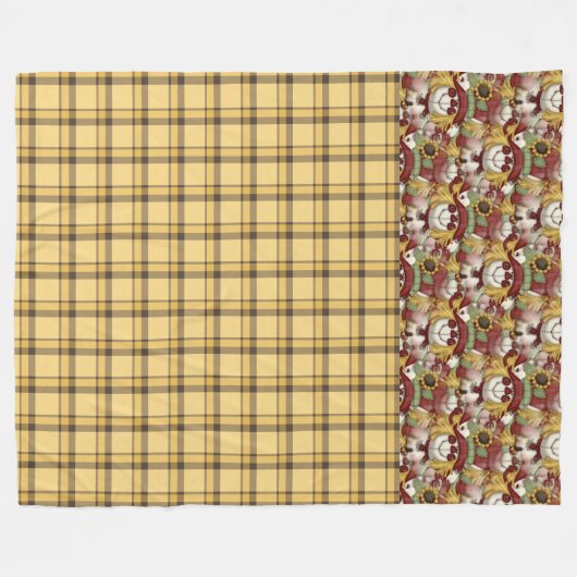 GOLD-AUTUMN-KARIERTES MUSTER MIT SCHARFENSCHALTFLÄ FLEECEDECKE (Vorderseite (Horizontal))