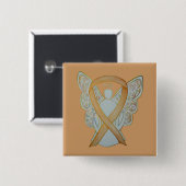 Gold Awareness Ribbon Angel Custom Art Button (Vorne & Hinten)