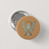 Gold Awareness Ribbon Angel Custom Art Button (Vorne & Hinten)