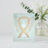 Gold Awareness Ribbon Angel Custom Postcard Postkarte (Stehend Vorderseite)