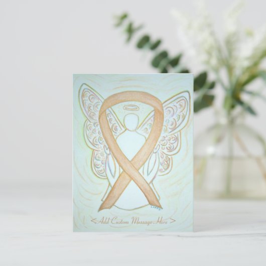 Gold Awareness Ribbon Angel Custom Postcard Postkarte (Stehend Vorderseite)