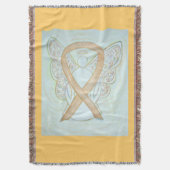 Gold Awareness Ribbon Angel Custom Throw Blanke Decke (Vorderseite Vertikal)