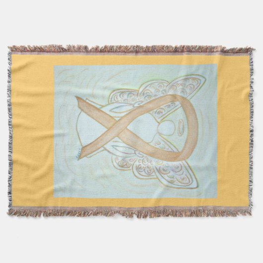 Gold Awareness Ribbon Angel Custom Throw Blanke Decke (Vorderseite)