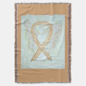 Gold Awareness Ribbon Angel Custom Throw Blanke Decke (Vorderseite Vertikal)