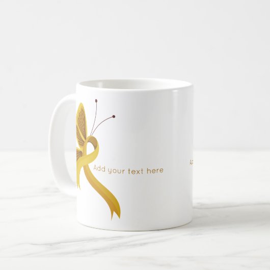Gold Awareness Ribbon Butterfly Kaffee Tasse (Vorderseite Links)
