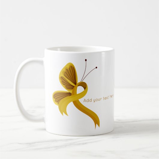 Gold Awareness Ribbon Butterfly Kaffee Tasse (Links)