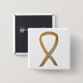 Gold Awareness Ribbon Custom Art Button (Vorne & Hinten)