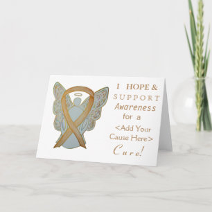Gold Awareness Ribbon Custom Ursache Engel Cards Karte
