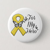 Gold Awareness Ribbon für meinen Helden Button (Vorderseite)