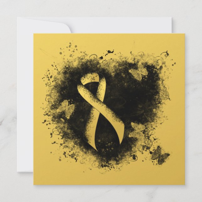 Gold Awareness Ribbon Grunge Herz (Vorderseite)