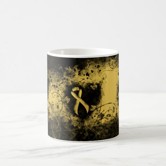 Gold Awareness Ribbon Grunge Herz Kaffeetasse (Mittel)
