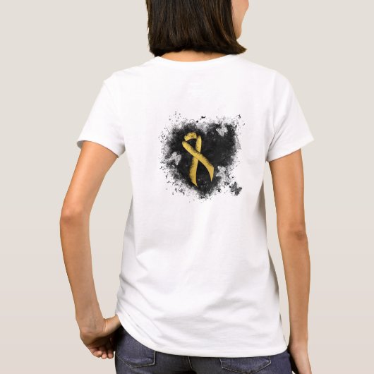 Gold Awareness Ribbon Grunge Herz T-Shirt (Rückseite)