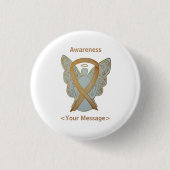 Gold Awareness Ribbon Kindheit Krebs Engel Button (Vorderseite)