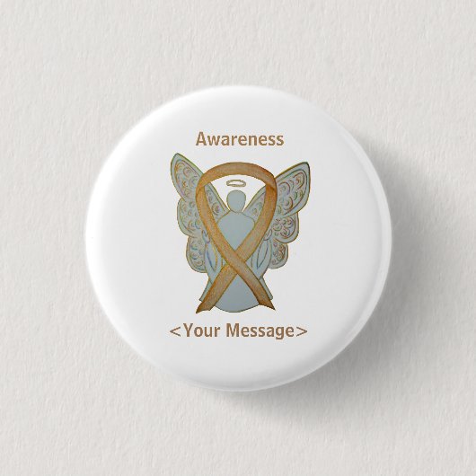 Gold Awareness Ribbon Kindheit Krebs Engel Button (Vorderseite)