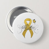 Gold Awareness Ribbon mit Butterfly Button (Vorne & Hinten)