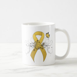 Gold Awareness Ribbon mit Butterfly Kaffeetasse