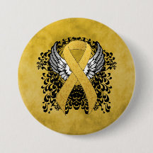 Gold Awareness Ribbon mit Flügeln