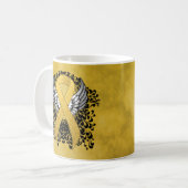 Gold Awareness Ribbon mit Flügeln Kaffeetasse (Vorderseite Links)