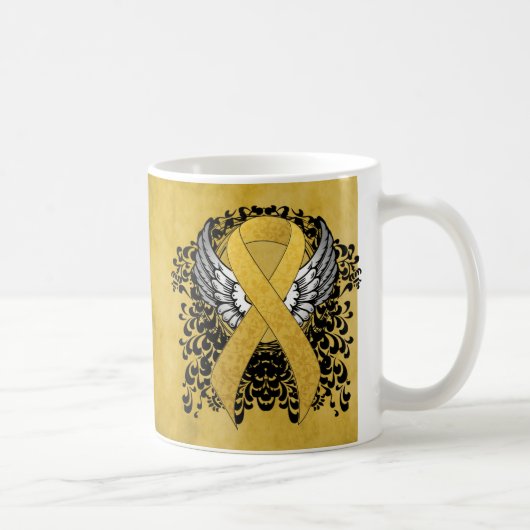 Gold Awareness Ribbon mit Flügeln Kaffeetasse (Rechts)