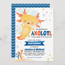 Gold Axolotl Boy Baby Dusche Einladung