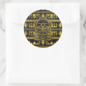 Gold Aztec Inca Maya Mask Runder Aufkleber (Tasche)