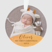 Gold Baby 1. Weihnachts Custom Foto Ornament (Vorderseite)