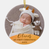 Gold Baby 1. Weihnachtskostangebot Kundenspezifisc Keramik Ornament (Vorne)