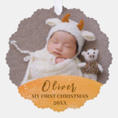 Gold Baby 1. Weihnachtskostangebot Kundenspezifisc Ornament Karte (Vorderseite)