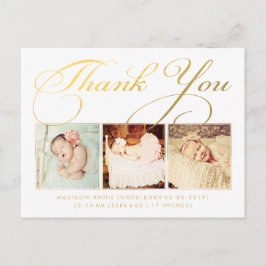 Gold Baby Danke Sip & See Postcard Ankündigungspostkarte