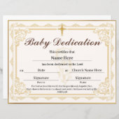 Gold Baby Dedication Certificate (Vorne/Hinten)