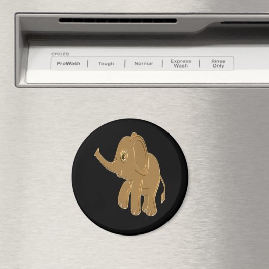 Gold Baby Elephant Looking Into Magnet (In Situ (Geschirrspüler))