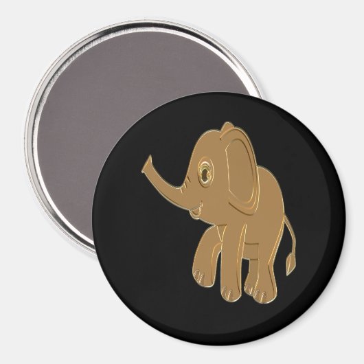 Gold Baby Elephant Looking Into Magnet (Vorderseite/Rückseite)
