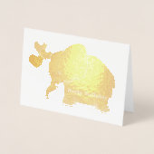 Gold Baby Elephant mit Balloons glücklich Geburtst Folienkarte (Vorderseite)