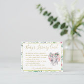 Gold Baby Library Book Request Elephant Floral Begleitkarte (Stehend Vorderseite)